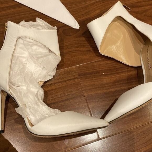 Tamara Mellon / white Belle Capretto leather pumps cutout pointed Heels - Picture 7 of 8